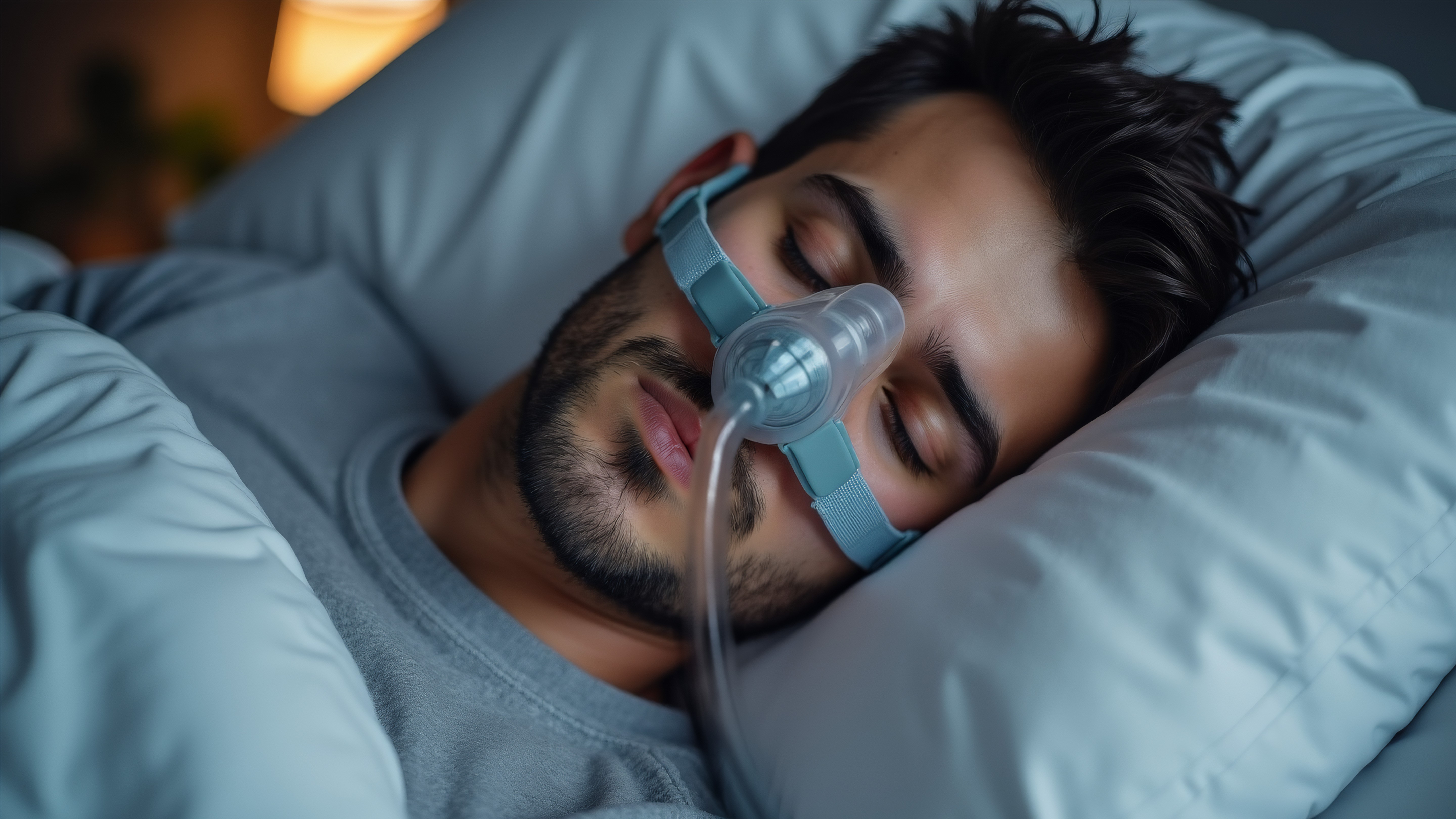 man sleeping with cpap machine